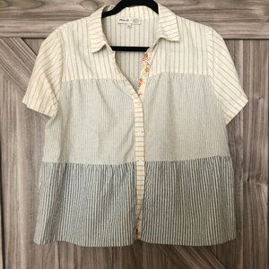 Madewell Stripe-Mix Seamed Button-Down Shirt